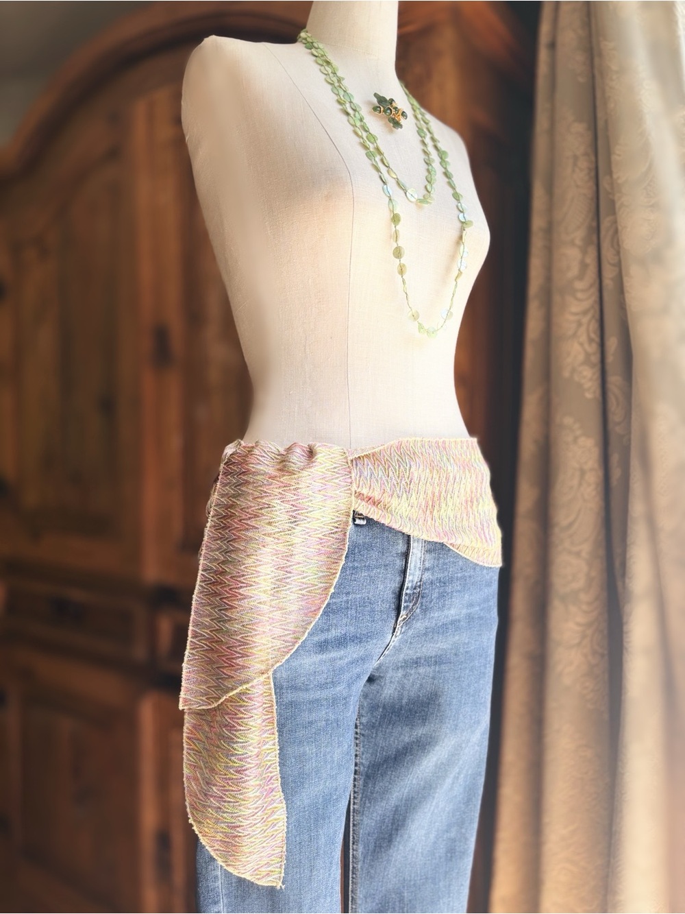 Vintage Multi-Way Scarf | Chevron Knit Missoni Style | 64” - Picture 3 of 8